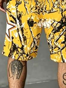 Men's Casual Round Neck Short Sleeve Shorts 2 Pieces Set - Multicolor - View 2