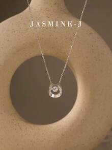 1 pieza Collar de plata de ley S925 con circonita, collar con letra U, collar de herradura, hipoalergénico, collar de mujer simple y elegante, collar de oro, joyería de plata de ley, regalo de compromiso, regalo del Día de la Madre, el regalo perfecto para ella - Multicolor - Ver 11