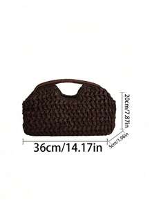 Handwoven Straw Clutch Bag, Suitable For Shopping, Casual Outings, Vacation, Gatherings And Parties - Coffee - View 12