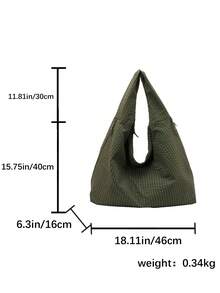 2026 Spring/Summer New Green Plaid Large Capacity Multi-Pocket Shoulder Underarm Tote Bag - Army Green - View 2
