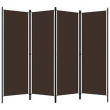 vidaXL Raumteiler Klappbar Freistehend Trennwand Paravent Umkleide Sichtschutz Spanische Wand Raumtrenner 4-TLG. Braun 200x180cm Eisen Stoff - braun - Übersicht 4