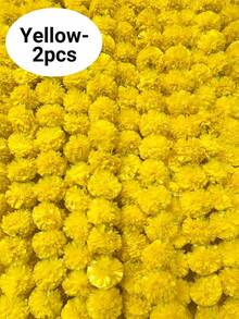 [2/3/4/6/8 Piezas] Guirnalda artificial de flores de caléndula de 1,5 m, amarilla, adecuada para Diwali, bodas, decoración del hogar - Amarillo - Ver 7