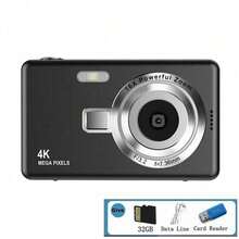 2.4" Digital Camera: 50MP, 16X Digital Zoom, Compact Digital Camera, Suitable For Teenagers And Beginners, Ideal Gift For Mother's Day, Birthday, Party (Card Reader Included) - Q12 Black + Card Reader - View 15