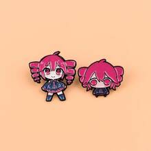 1 chiếc huy hiệu kim loại hình cô gái anime, phụ kiện túi xách và trang trí quần áo sáng tạo. - Màu Hoa hồng đỏ - Xem 6