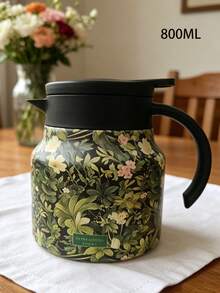 1pc 1000ml Fashion Floral Pattern Stainless Steel Double-Wall Vacuum Insulated Coffee Pot/Teapot, Matcha, Matcha Tools, Infuser Teapot, Home Separable Tea Pot, Portable Coffee Pot, Suitable For Water, Iced Tea, Coffee, Milkshake, Etc., Suitable For Travel, Home, Office, Restaurant, Tea House, Camping, Party And Other Occasions, Father's Christmas Gift, Kitchen Accessories, Holiday Gift - Multicolor - View 14