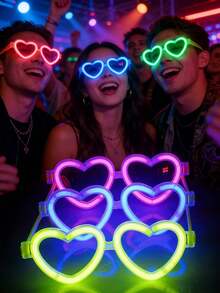 10pcs/5pcs/1pc Glow Stick Glasses, Suitable For Baby Shower Party Decoration, Bachelorette Party, Gender Reveal Party Decoration, Wedding Decoration, Party Supplies, Party Favors, Glow Party Supplies, Photo Props, Wedding, Party And Dance, Glow Necklaces And Bracelets, Great Gift For Friends Or Family - Multicolor - View 4