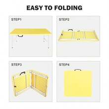 Mesa plegable de plástico portátil de 121 183 y 244 cm resistente color negro para picnic mesa de comedor plegable para camping fiesta cocina interior y exterior - Amarillo claro - Ver 6