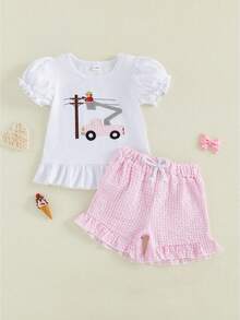 Young Girls T-Shirt Co-Ords - White - View 1