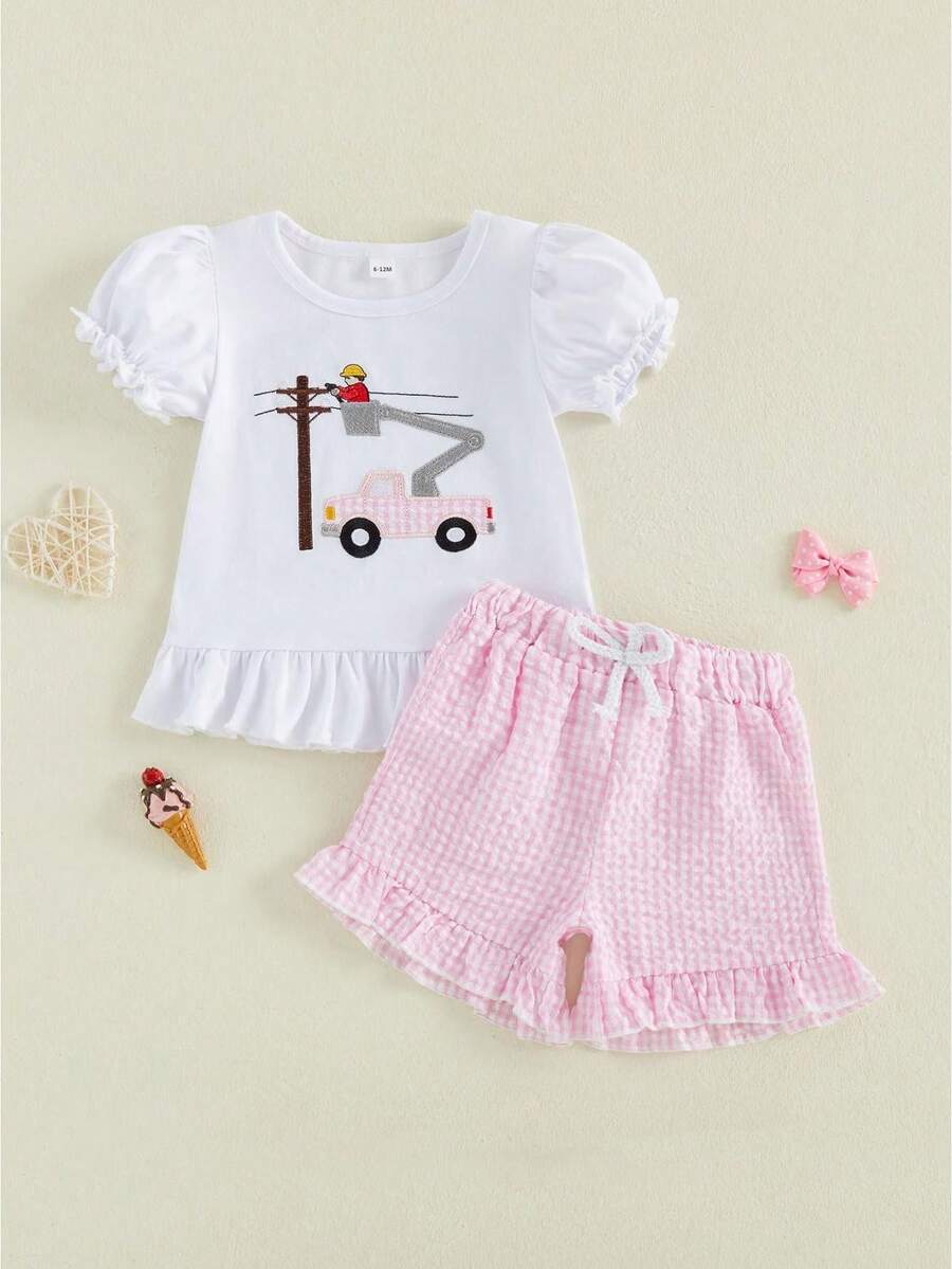 Young Girls T-Shirt Co-Ords - White - View 1