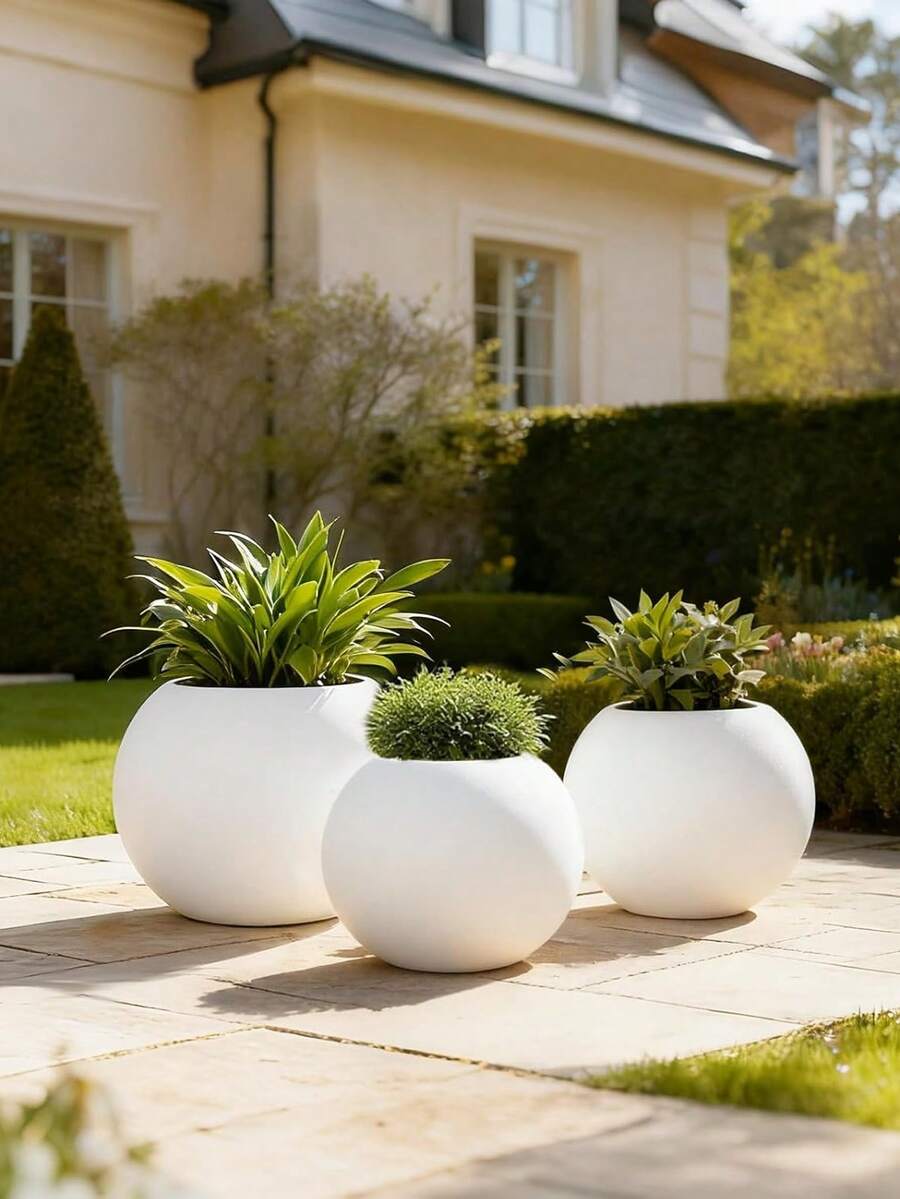 Large Round Planter,Planters For Indoor Plants & Outdoor,Durable Plastic Material Sphere Planter Weather Resistant,Plant Pot,Back To School - C - View 1