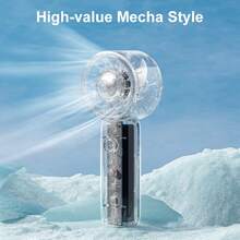 High Capacity Battery Turbo Handheld Fan New Transparent Portable Mini Fan Hook Handheld Desktop Turbo Fan USB Rechargeable Fan 3 Speed Hand Fan For Travel Camping Outdoor Adventures Cold Compress Fans - Portable Fan - View 3