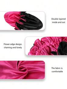 1pc Two Tone Satin Hat Silk Bonnet Satin Bonnet - 粉色 - 查看 4
