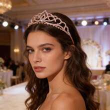 1件奢华水晶皇冠发箍，优雅婚礼派对发饰 - 彩色 - 查看 5