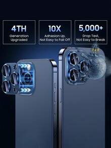 Solid Color Design Shatterproof Tempered Glass 1pc Blue Camera Lens Protector Compatible With IPhone 15 Pro/15 Pro Max, Shatterproof, Strong Adhesive, Compatible With Phone Case, Rear Camera Screen Protector, One-Piece Full Edge Protection, Clear And Transparent, High Transparency Tempered Glass, No Loss Of Image Quality, Easy To Install, Also Compatible With IPhone 17 Pro Max/17 Pro/17/16 Pro Max/16 Pro/16 Plus/16/15/14/13/12/11, Phone Accessories, Compatible With Phone Case, Provides High-Quality Anti-Drop Protection For Bare Phones, Mother's Day Gift - Navy Blue - View 3