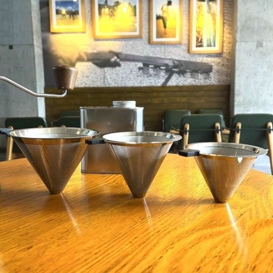 1pc Double Layer Coffee Filter, Small/Medium/Large 3 Sizes, Stainless Steel Material, Easy To Clean, With Heat-Insulated Handle, Suitable For Home, Office, Camping, Ideal Accessory For Brewing Coffee, Hot Drinks, Tea - Silver - View 1