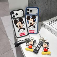 This Disney Mickey Mouse Pattern Lanyard Phone Case Features A Strong Magnetic Closure And Full Coverage Of Acrylic And TPU Material. It's Shockproof, Lightweight, And Suitable For IPhone17/16/11/13/15/15 Plus/15 Pro/15 Pro Max/12/14 Pro Max/11 Pro Max/12 Pro/12 Pro Max/13. It's A Popular Birthday Gift, Business Gift, Durable, Stain-Resistant, And Fingerprint-Resistant New Phone Case For Men And Women. It Also Includes A Mickey Mouse Phone Case And Mickey Mouse Doll Bracelet. Compatible With SamsungGalaxy S20, S21, S22, S23, And S24 Series. It's The Perfect Gift For Friends And Family. This Stylish Phone Case Is Fun, Lightweight, And Durable. IPhone17 Pro Max Phone Case, Minnie Phone Case. - 藍色 - 查看 2