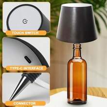 Wireless Wine Bottle Lamp, Wireless Lamp Shade, Dimmable Color, Bottle Stopper Night Light Set, Rechargeable RGB Touch Dimming, Suitable For Home, Bar, Wedding, Party, Perfect Creative Gift - Multicolor - View 8