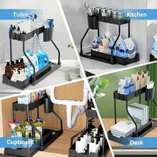 2-Tier Pull-Out Storage Rack - Made Of Durable Plastic, It Is An Ideal Choice For Kitchen And Bathroom Storage, Can Hold Bottles, Condiments And Utensils. This Black And White 2-Tier Storage Rack Features Sliding Drawers, Double-Layer Large Capacity Pull-Out Storage Drawers, Space-Saving And Convenient Access, Maximizing Storage Capacity. - White - View 8