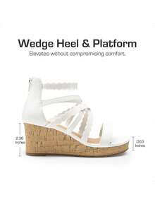 Girls Wedge Sandals Summer Flatform Open Toe Platform Sandals Cute Elegant For Big Kids And Teenager - trắng - Xem 9