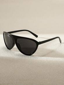 1pc Y2K Style Square Frame Fashion Glasses, Cute Daily Wear Retro Beach Fashion Unisex - Black - View 3