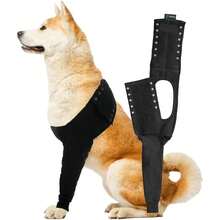 1 pieza Equipo de protección para la pata delantera del perro, para protección de heridas, protección de la articulación del codo, manga de recuperación anti-lamido - Negro - Ver 11