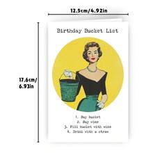 1Pc Funny Birthday Cards, Bucket List Glamorous Women Hilarious Design, Blank Inside - View 3