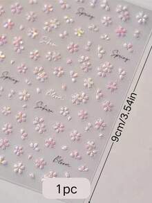1pc Cherry Blossom Face Sticker, Paired With Ombre Pink Heart Rhinestones, Creates Spring Makeup Atmosphere, Suitable For Stage Performance Makeup,Concert Look,Face Gems - Multicolor - View 4