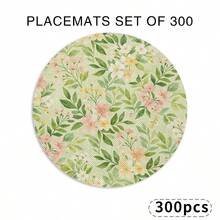 1pc Round Placemat, Printed With Vibrant Floral And Green Leaf Pattern, Suitable For All Seasons. Multi-Color Pattern Design, Made Of 100% Polyester Fiber, Size 15*15 Inches, Machine Washable. - Multicolor - View 15