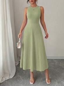 PRETTYGARDEN Women's Summer Dresses Casual  Business Work Midi Sleeveless A Line Pleated Evening Elegant Dresses Cocktail Wedding Guest Graduation Dress Dresses For Women - 0.霧綠 - 查看 5