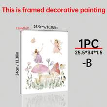 1/3件套帆布墙画：一套3幅童话花园主题画作，儿童童话主题艺术品，儿童房墙画，童话主题装饰，女孩童话主题墙画，美观的房间装饰，带框或不带框，房间装饰，墙面装饰，卧室装饰，儿童房/客厅/卧室/办公室粉色风格装饰 - 彩色 - 查看 13