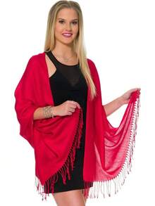 Shawls And Wraps Evening Dresses, Large Soft  Wedding Shawl - 紅色 - 查看 2