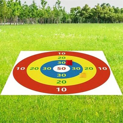 Juego de cornhole de 50 pulgadas con diana colorida, incluye 5 sacos de frijoles - Durable poliéster, excelente para fiestas de cumpleaños, reuniones familiares y diversión al aire libre - Fácil de configurar, sin necesidad de electricidad, juego familiar | Anillos de puntuación | Tablero de juego resistente [Sacos de frijoles de color aleatorio]