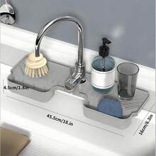 Khay chắn nước bồn rửa bằng silicon, thảm bồn rửa nhà bếp chống thấm nước, chống nấm mốc với giá đựng bọt biển và lỗ thoát nước, khay phơi đa năng trên mặt bàn để đựng xà phòng rửa chén, miếng cọ rửa, dụng cụ nhà bếp, giữ cho mặt bàn luôn khô ráo và gọn gàng. - đen - Xem 5