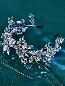 1 pieza Diadema elegante hecha a mano con cristales, accesorio para el cabello de novia, adecuado para bodas y fiestas - Plateado - Ver 8