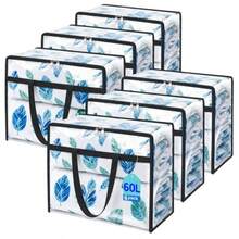 6 Piezas 60L Bolsa de Almacenamiento de PVC Engrosada Transparente Caja de Almacenamiento Debajo de La Cama con Cremallera y Manija para Almacenar Edredones Ropa Juguetes Libros Mudanzas - transparente6 piezas60L - Ver 2