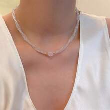 1 chiếc vòng cổ choker hai lớp hạt thủy tinh cho bé gái mùa hè, dây chuyền đeo cổ đính hạt pha lê sang trọng tối giản. - vòng cổ đính pha lê - Xem 2