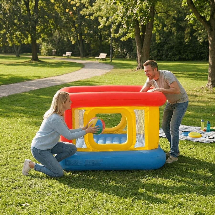 Inflatable Castle Bounce House, With A Jumping Area And Basketball Games On The Children's Trampoline, Suitable For Indoor And Outdoor Parties. - Multicolor - View 1
