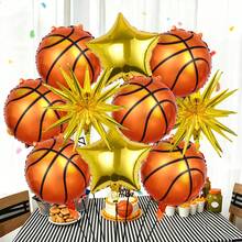 10pcs Basketball Foil Balloon Set, Includes Basketball, Explosion Star And Pentagram, Suitable For Birthday Party, Basketball Theme Party, Basketball Court Decoration, Sports Theme Decoration, Sports Theme Party Supplies, Home Decor - Multicolor - View 5