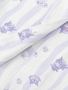 Balabala Bộ đồ ngủ Sanrio cho bé gái tuổi teen, kiểu dáng ngọt ngào, viền ren, in hình hoạt hình, thích hợp mặc ở nhà, thoáng mát, mềm mại và thoải mái. - Tông màu tím - Xem 4