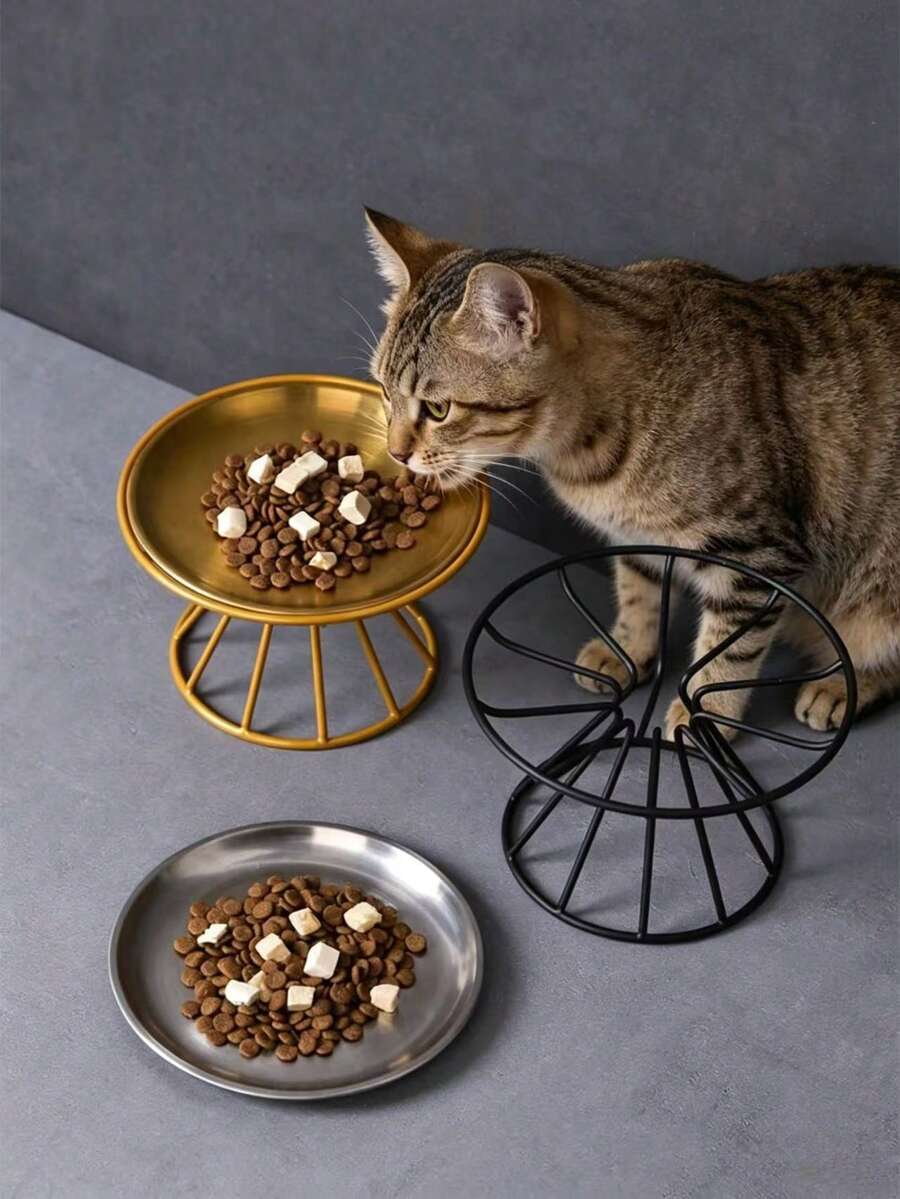 1个猫碗，不锈钢加高猫粮水碗带支架，日式猫咪喂食器 - 0 - 查看 1