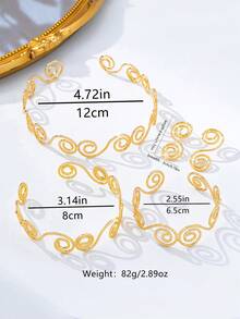 Bộ 5 món trang sức phong cách Bohemian thời trang, chất liệu kim loại vàng, họa tiết xoắn ốc, gồm vòng tay, dây chuyền, bông tai và vòng đeo tay, phù hợp cho nữ giới đeo hàng ngày và dự tiệc. - Vàng - Xem 4