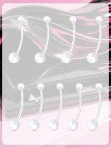 Piercing de Umbigo para Gravidez 14G para Mulheres, Pino de Umbigo Transparente de Bioplástico Ajustável, 10mm-38mm - Transparente - Visão 11