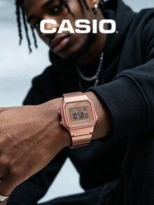 Unisex Retro Square Rose Gold Stainless Steel Digital Alarm Clock Stopwatch Luminous Ladies Watch, Y2K Retro Aesthetics, Luxury Gift For Girlfriend, Boyfriend, Date Night, Party, Valentine's Day, Anniversary - Rose Gold - View 3