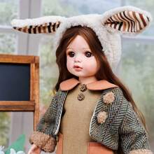Boneka Keramik Mewah Cloveray Lily 16 Inci, Figur Koleksi, Dekorasi Rumah, Boneka Keramik Premium yang Dibakar pada Suhu Tinggi, Warna Tahan Lama, Riasan yang Dilukis Tangan, Rambut Lembut untuk Ditata, Pakaian yang Dirancang Eksklusif, Kepala yang Dapat Diputar, Topi Telinga Kelinci yang Dapat Dilepas, Sepatu dan Kaos Kaki - Unta - View 2