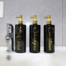 3/6pcs/500ml Bathroom Dispenser Bottles, Empty Containers For Shampoo, Body Wash, Conditioner, Refillable, Home Bathroom Decor, Autumn Decor, Back To School Decor, Plastic Refillable Soap Dispenser, Kitchen & Bathroom Storage, Empty Reusable Soap Lotion Shower Containers - Cylindrical White + Full Gold Pump - View 10