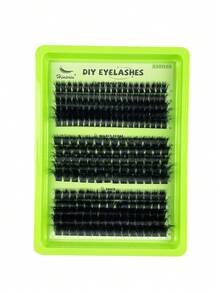 245 piezas Extensiones de pestañas individuales naturales con rizo D, clusters de pestañas esponjosas y suaves, extensiones de pestañas individuales con efecto dramático para realzar los ojos, para hacer en casa - D - Ver 7
