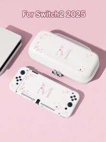 Accessories For Nintendo Switch, Floral Letter M Pattern, Compatible With Switch 2025, NS/Switch OLED Protective Case & Storage Bag, Best Gift Compatible With Switch Players, Romantic Gift For Valentine's Day - Multicolor - View 1