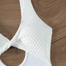New Sexy One-Piece Mesh Skirt Swimsuit For Women, Solid Color Bikini - Milky - View 4