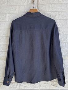 Women's Denim Shirt, Casual Long Sleeve - 深藏青色5009# - 查看 3