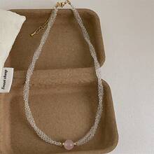 1 chiếc vòng cổ choker hai lớp hạt thủy tinh cho bé gái mùa hè, dây chuyền đeo cổ đính hạt pha lê sang trọng tối giản. - vòng cổ đính pha lê - Xem 3